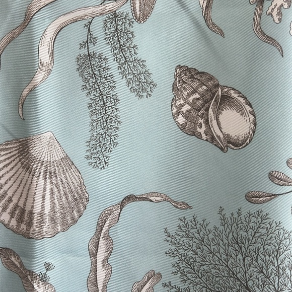 Standard shower curtain sea shore shells seahorse coral soft blue, white, grey - Picture 2 of 3